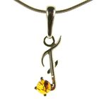 BALTIC AMBER STERLING SILVER 925 ALPHABET LETTER F PENDANT NECKLACE JEWELLERY