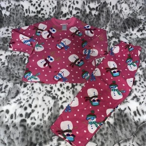 The Children's Place Girls Pink Snowman Allover Print Pajama Set Size 4 (XS) - Picture 1 of 7