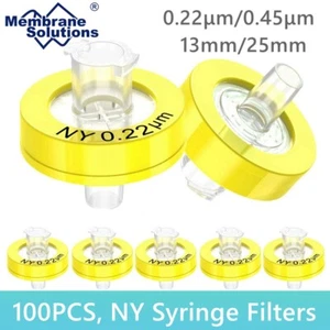 100PCS Nylon Syringe Filter 0.22μm Pore size, 25mm Diameter, Prefilter Lab HPLC - Picture 1 of 21