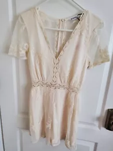 NWT ZARA FLORAL EMBROIDERED LACE MESH TULLE SHORT ROMANTIC JUMPSUIT PLAYSUIT S - Picture 1 of 8
