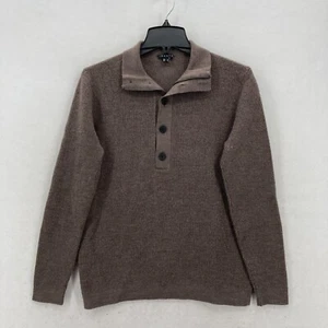 Theory Villen Cashwool Merino Wool Sweater Polo Shirt Mens Medium Brown Stretch - Picture 1 of 12