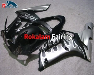 For ZX-6R 2003 2004 ZX6R 03 04 ZX636 636 Silver Flame ABS Motorbike Fairing Set - Bild 1 von 1