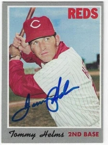 Autographed TOMMY HELMS Cincinnati Reds 1970 TOPPS card #159 w/Show Ticket - Picture 1 of 1
