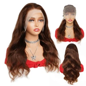 Neu 13*4 Lace Frontal Perücken Echthaarperücke Welle 12 bis 26 Zoll Haar für Frauen USA - Bild 1 von 9