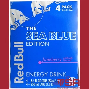 4 latas 8,4 fl oz RED BULL THE SEA BLUE EDICIÓN BEBIDA ENERGÉTICA CON SABOR A JUNEBERRY - Imagen 1 de 1