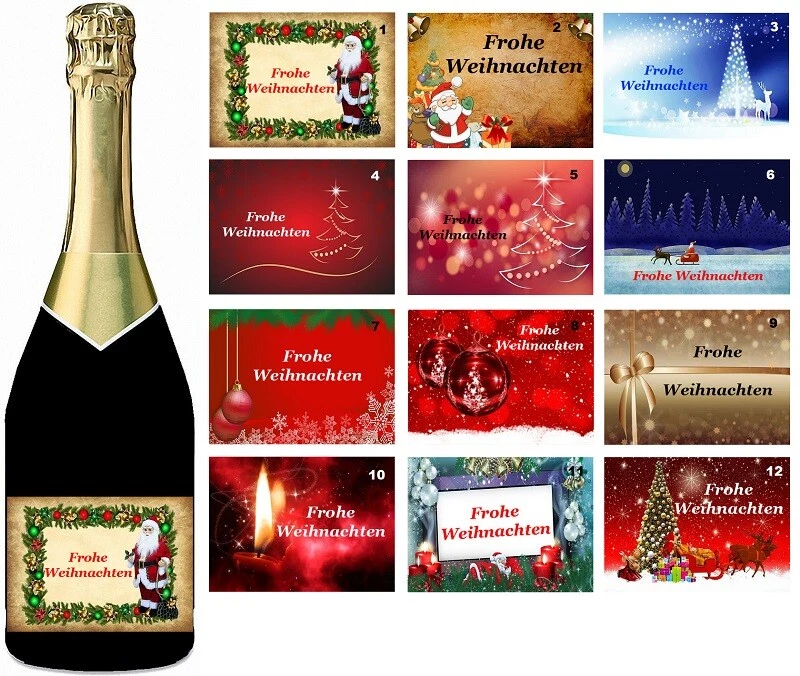 Aufkleber Flaschenetikett 120 x 90 - Frohe Weihnachten - 20 tolle Motive