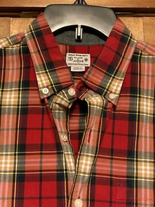 J. Crew Button Down Shirt Red Plaid Long Sleeve Mens MEDIUM - Picture 1 of 6
