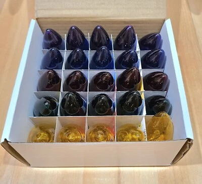 25 Pack C7 Multi-Color Christmas 5 color Replacement Bulbs C7 Nickel  In/Outdoor - Image 1 of 4