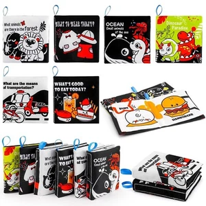 Baby Crinkle Book, 5 Book Set, High Contrast, Infant Development - Picture 1 of 3