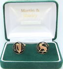 1963 Old IRISH 3D cufflinks real coins in BLACK & GOLD