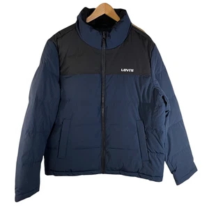 NWT Levi’s Down Alternative Quilted Stand Collar Puffer Jacket Blue Size Large - Picture 1 of 12