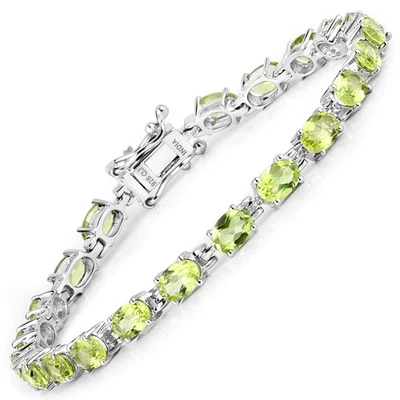 8.61 Carat Genuine Peridot .925 Sterling Silver Tennis Bracelet - Image 1 of 4