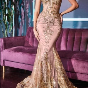 Cinderella göttlich elegantes rosa gold verziertes Korsett Abendkleid Gr.6 ohne Etikett - Bild 1 von 4