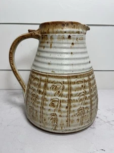 Steinzeug Studio Kunst Keramik Krug Vase braun Tropf Blumen 5,5" Griff signiert - Bild 1 von 16