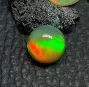Top Quality Ethiopian Fire Opal Cabochon: 11MM Round Multi-Fire Loose Gemstone - Picture 1 of 4