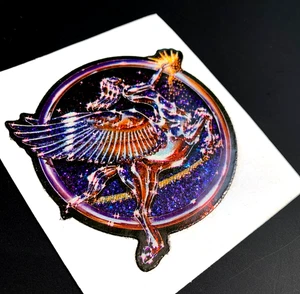 RARE PEGASUS HORSE mythology celestial COSMIC VINTAGE sticker foil GLITTER SHINE - Picture 1 of 5