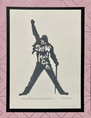 Original Linolschnitt Druck „Show Must Go On“ 15,5cm/20cm Handgefertigt - Bild 1 von 3