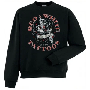 49 Hells Angels Rojo Blanco Tatuaje Soporte81 Suéter Gran Máquina Roja Negro 5526 - Imagen 1 de 3
