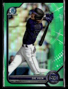 Zac Veen #'d /99 RC - 2022 Bowman Draft Chrome Green Refractor #BDC-32 Rockies