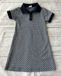 Zara Girls Dress Size 8 Collared Short Sleeve Dress Geometric Blue White Design - Picture 1 of 4