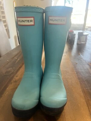 Botas de Lluvia Hunter Originales Clásicas Wellington Niños Niñas 12 Niños 11 EU 28 Verde Azulado Foto 1 de 4