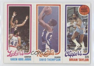 1980-81 Topps Kareem Abdul-Jabbar David Thompson Brian Taylor #216-79-135 HOF