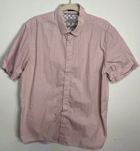 Ted Baker Herren Rosa Baumwolle Leinen Tasche Kurzarm Knopfleiste Hemd Größe 5 - Bild 1 von 6