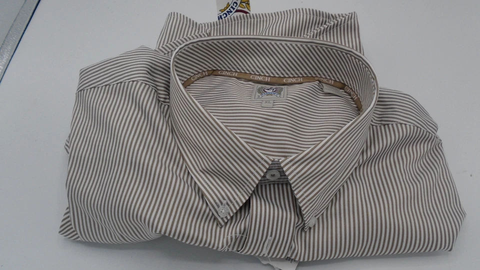 Cinch Western Shirt Men Long Sleeve Stripe Button XXL Khaki MTW1104731