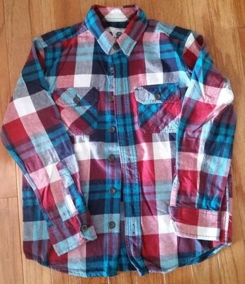 PS AEROPOSTALE KIDS BURGUNDY PLAID FLANNEL SHIRT T-SHIRT  BOY'S SIZE S 8 - Image 1 of 2