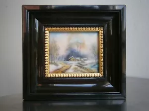 Peinture sur cuivre Emaux Limoges Paysage miniature Campagne Hiver - Picture 1 of 10
