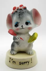 Anthropomorphic Mouse I'm Sorry Japan Vintage Ceramic Figurine - Picture 1 of 6