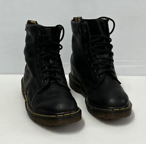 Dr. Doc Marten's 1460 Combat Boots Women 10 Men 8 Blk Leather Laced 8 Eye AW004