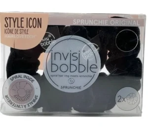 invisibobble Sprunchie Spiral Hair Ring - True Black- 2 Pack - Scrunchie Stylish - Picture 1 of 3
