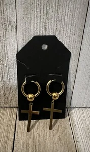 Ohrhänger Kreuz goldfarben  - Bild 1 von 3