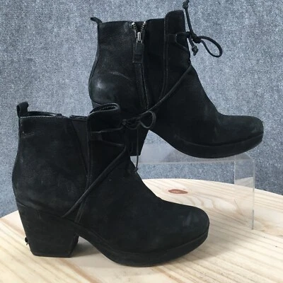 Eileen Fisher Boots Womens 9 Platform Ankle Bootie Black Side Zip Casual Block - Image 1 of 4