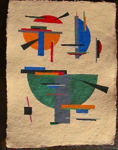 Russische Avantgarde Bauhaus Aquarell Gemälde wohl 20.Jhd - Bild 1 von 8