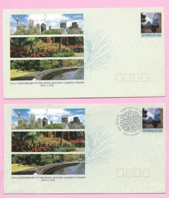 AUSTRALIA 1991 Pair of PSE's - FDC & Mint - ROYAL BOTANIC GARDENS Shs Sydney - Image 1 of 2