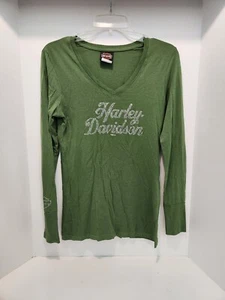 Sturgis S.D. Camisa Harley Davidson Estrás Bling Mangas Largas Verde S (YWW) - Imagen 1 de 11