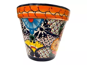 Talavera Cone Planter Large Pot Mexican Pottery Hand Painted Home Decor 12.5" - Picture 1 of 5