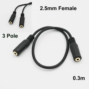 2.5mm 3 Pole Female to 2.5mm 3 Pole Female AUX Auxiliary Audio TRS Adapter Cable - Picture 1 of 7