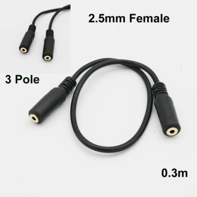 2.5mm 3 Pole Female to 2.5mm 3 Pole Female AUX Auxiliary Audio TRS Adapter Cable - Image 1 of 4