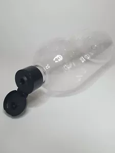 1000ml (1Litre) PET Plastic Clear Boston Bottle & Black Flip Top Cap Any Amount - Picture 1 of 3