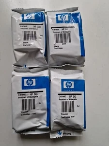 HP 343 & HP 338 X 2 Black & Colour Genuine Ink Cartridge C8765E C8766E - Total 4 - Picture 1 of 6