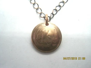 Australian Ring Tail Possom antique coin necklace-1966-1992- cute - Picture 1 of 3