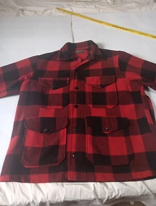 Pendelton Jacket Red Plaid Wool Vintage 80s 90s Hunting Jacket Size Large. - Picture 1 of 14