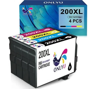 Paquete de 4 cartuchos de tinta de color negro 200XL T200 repuesto para Epson WF-2530 WF-2540 - Imagen 1 de 5