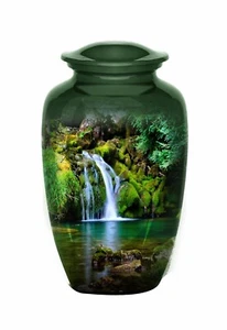 Forest waterfall urn peacefull Forest urn Large urn for Adult Decorative urn . - Picture 1 of 3