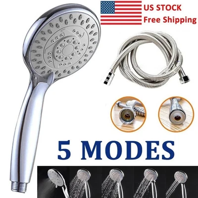 High Pressure Shower Head 5 Settings Handheld Shower Heads Spray With 5 FT Hose - Image 1 of 4