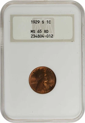 1929-S Lincoln Cent MS65RD NGC - Image 1 of 2
