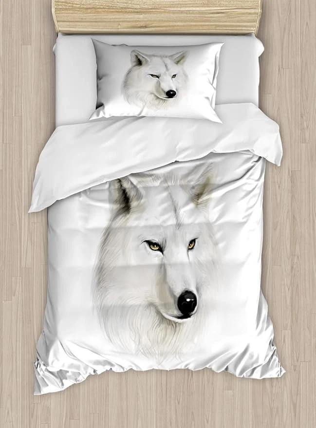 Ambesonne Wolf Duvet Cover Sets with 2 Duvet Covers & 2 Pillowcases Twin Size - Image 1 of 3